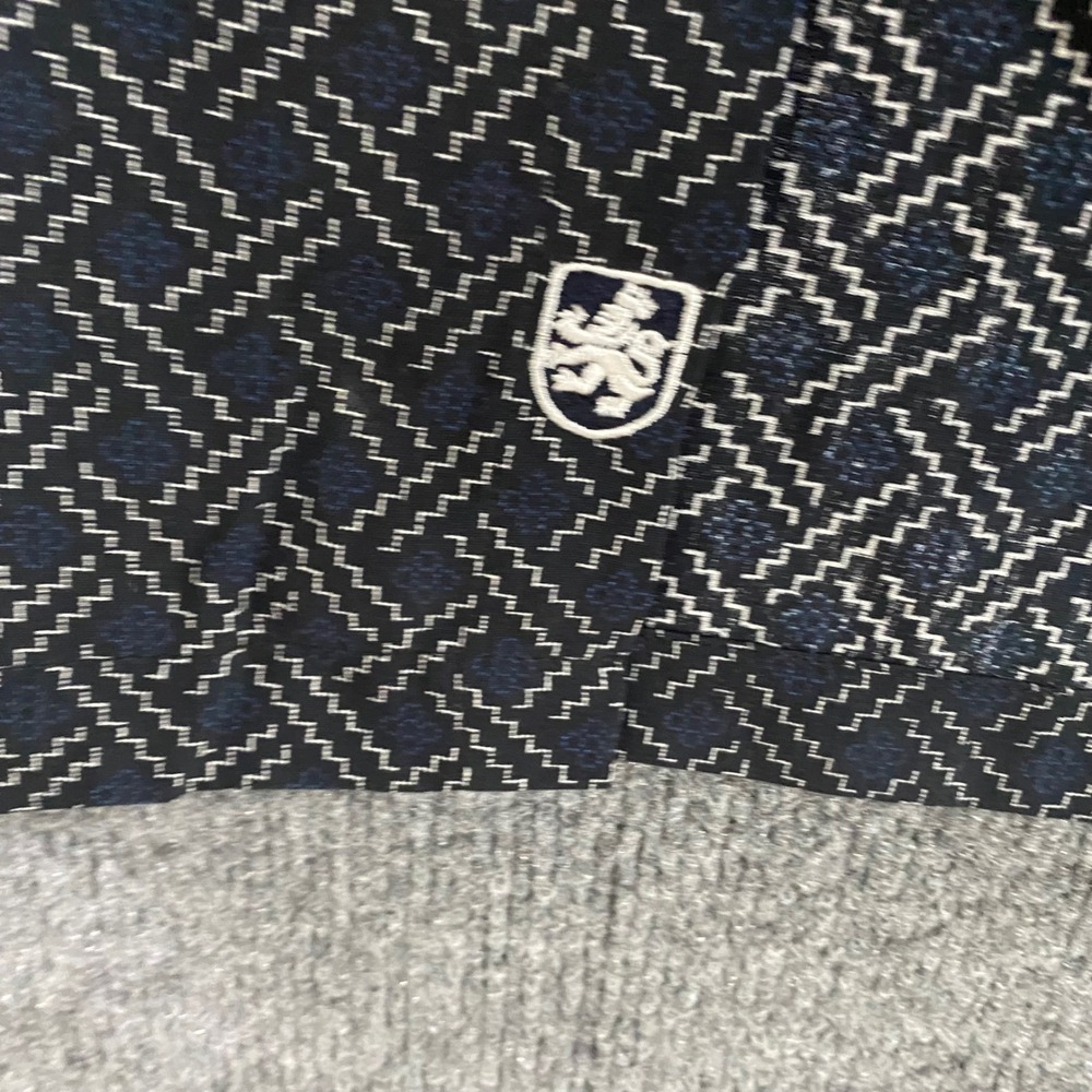 Nat Nast Mens XL Silk Cotton Short Sleeve Button Down Shirt Navy Geometric 1353 - Picture 6 of 16